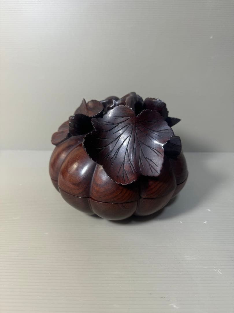 2468 茶道具　唐木かぼちゃ香合　蓋物