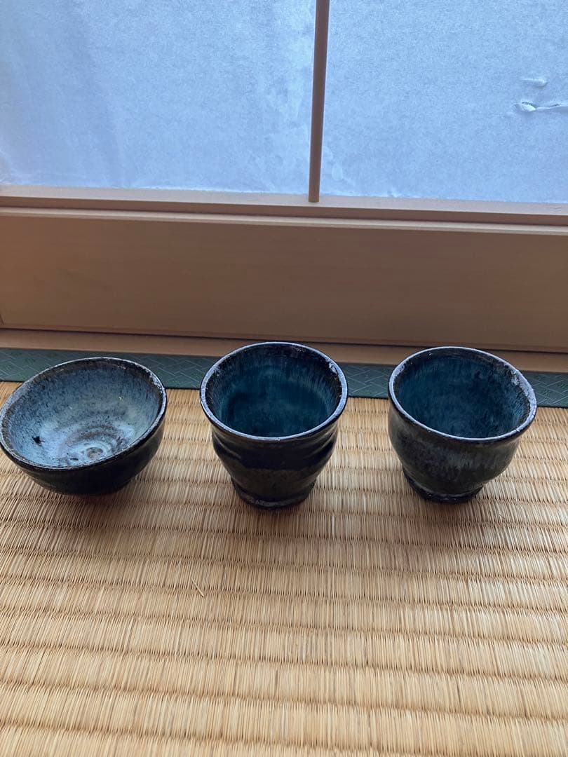 陣ヶ森窯　鈴木照雄　ぐい呑み　3個セット　民藝