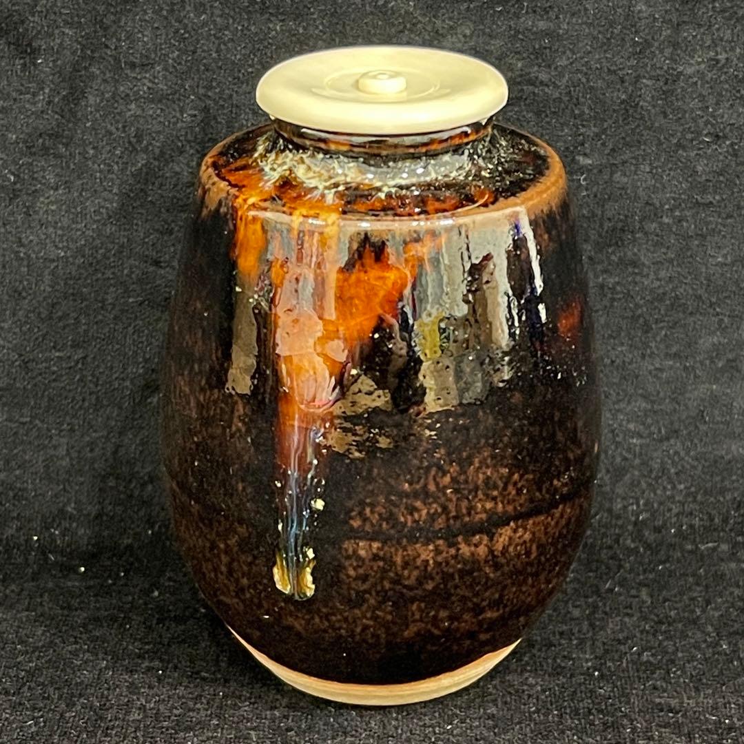 s755　桶谷定一作　肩衝茶入　茶道具　共箱