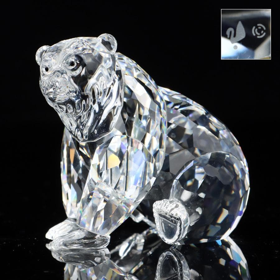 Y2435-10 スワロフスキー クリスタル グリズリー 熊 オブジェ