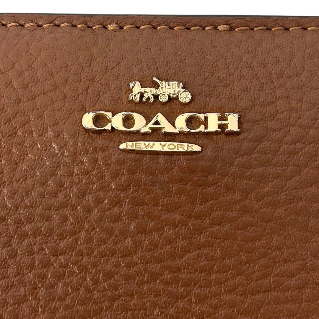 【美品✨即日発送】COACH コーチ 二つ折り財布 ブラウン L字ファスナー