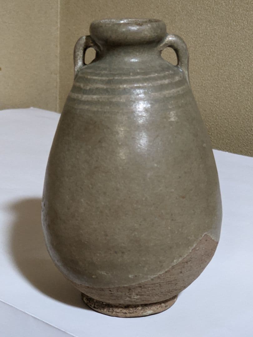 ♦中国 古玩 古陶磁 青磁 双耳 瓶 小壺 骨董品 アンティーク コレクション