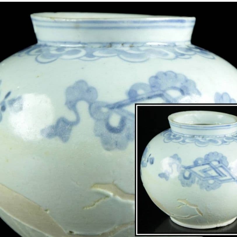 李朝時代 染付壷 15cm 朝鮮古陶 唐物骨董