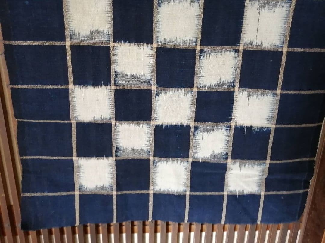 古い絵絣　ハギレ　人物文4点まとめて