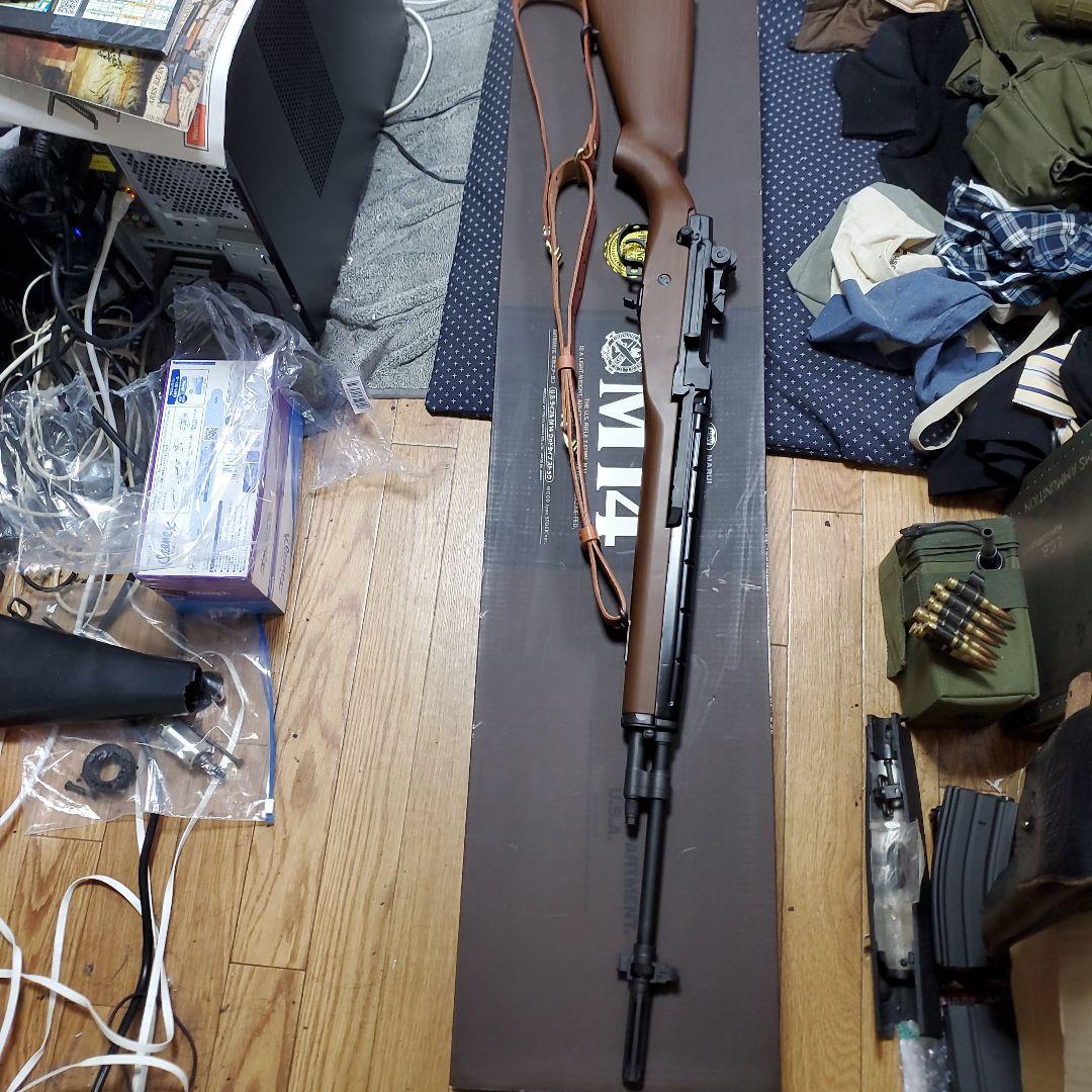 東京マルイ M14ウッドタイプストック 実物革スリング付き