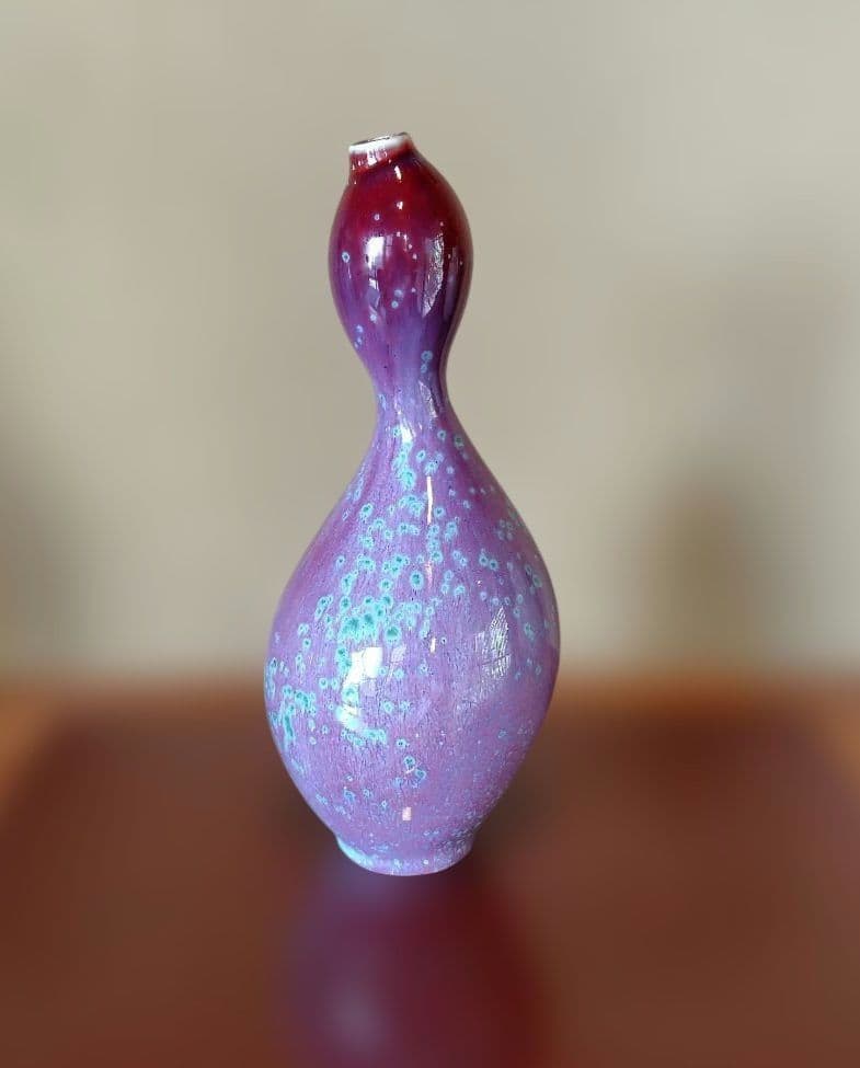 松山雅英　瓢箪型花瓶 置物　孔雀窯　龍野焼