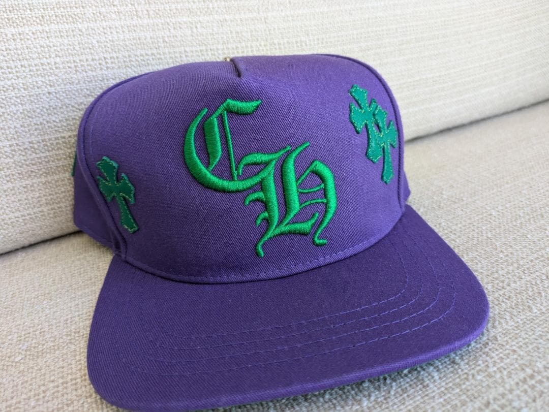 クロムハーツ クロスパッチ キャップ パープル グリーン CHロゴ