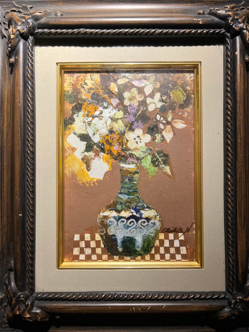 内藤千嘉　【肉筆油彩画】　直筆サインあり