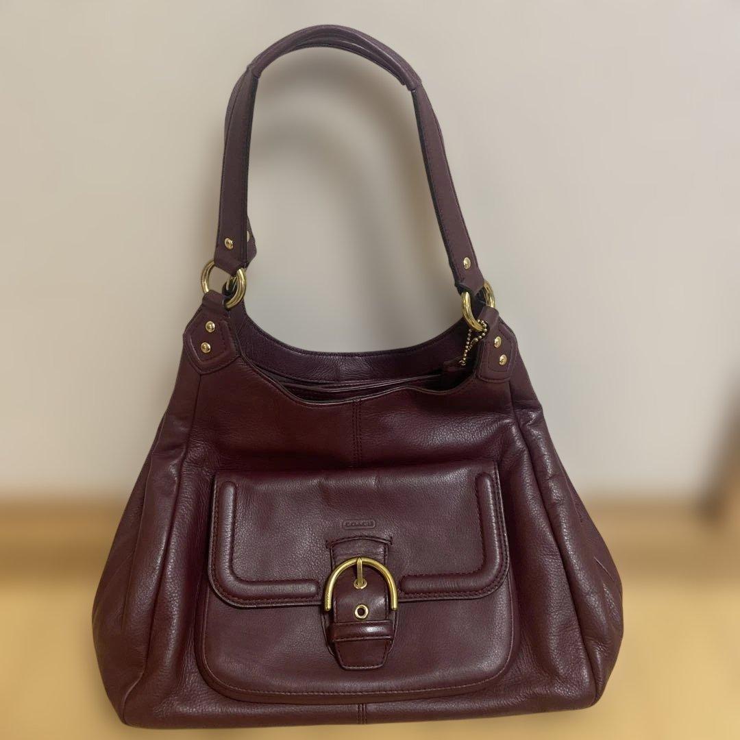 ★極美品 ★コーチ キャンベルレザー ホーボー ワインレッド