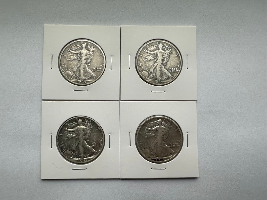 アメリカ銀貨　ウォーキングリバティー 銀貨　4枚　銀貨　ハーフダラー　本物保証