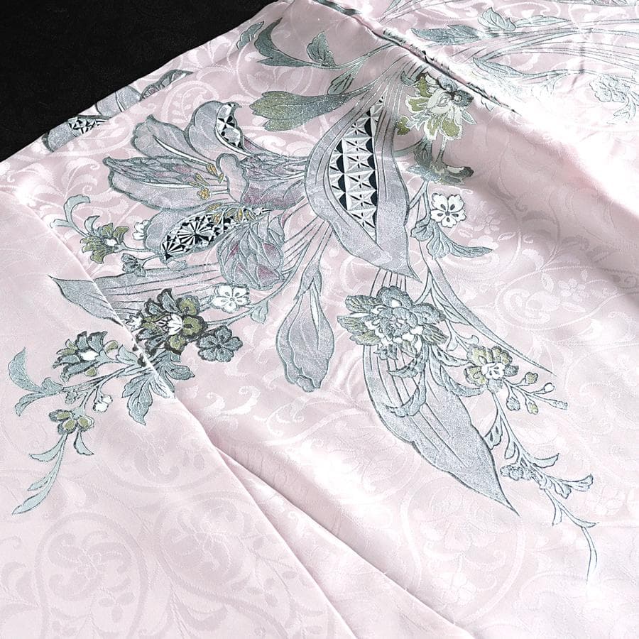 専用　ご予約商品　振袖　関芳　百合　銀彩　ホワイト　ピンク　未仕立て　仮絵羽