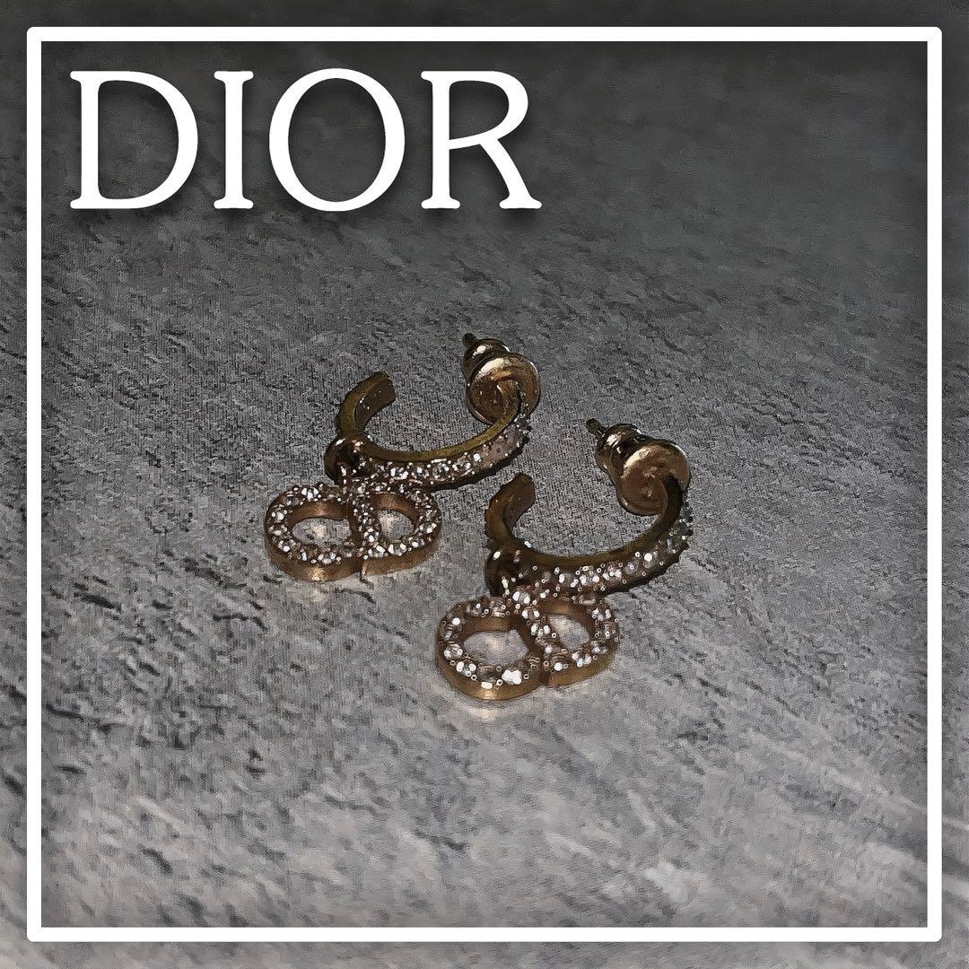 DIOR ロゴピアス クリスタル ゴールド