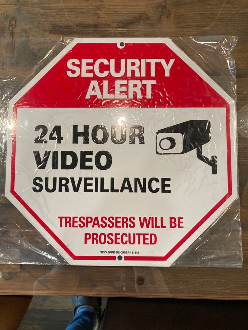 【新品未使用】SIGO SIGNS セキュリティアラート看板