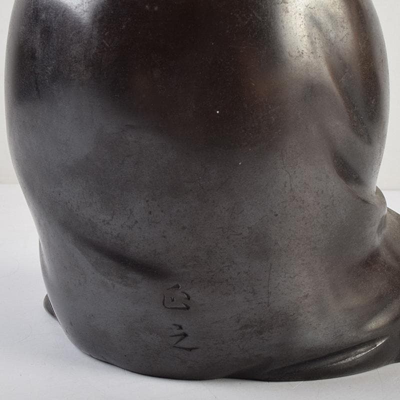 東京銅器　金工師　正之造　古銅鋳銅　達磨像　置物　約3.75㎏　Y　R9467