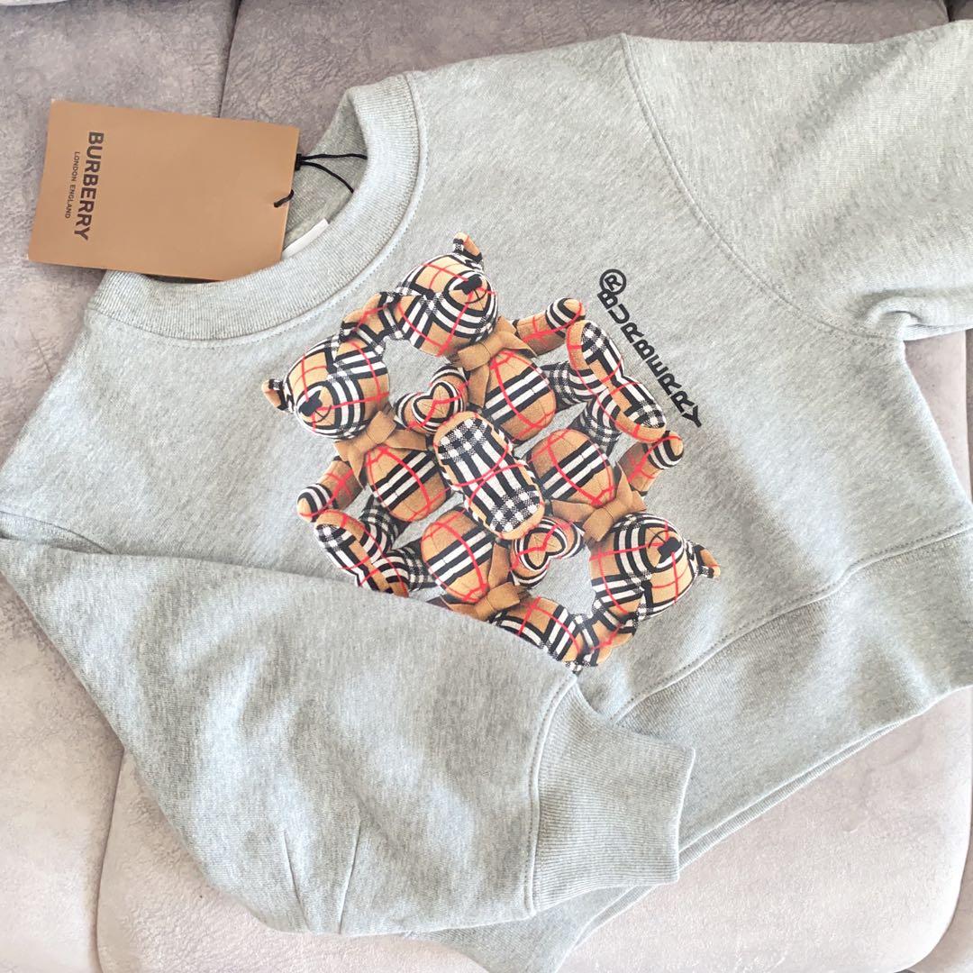 ラスト１【新品】Burberry キッズ ロゴ トレーナー くま グレー 4Y