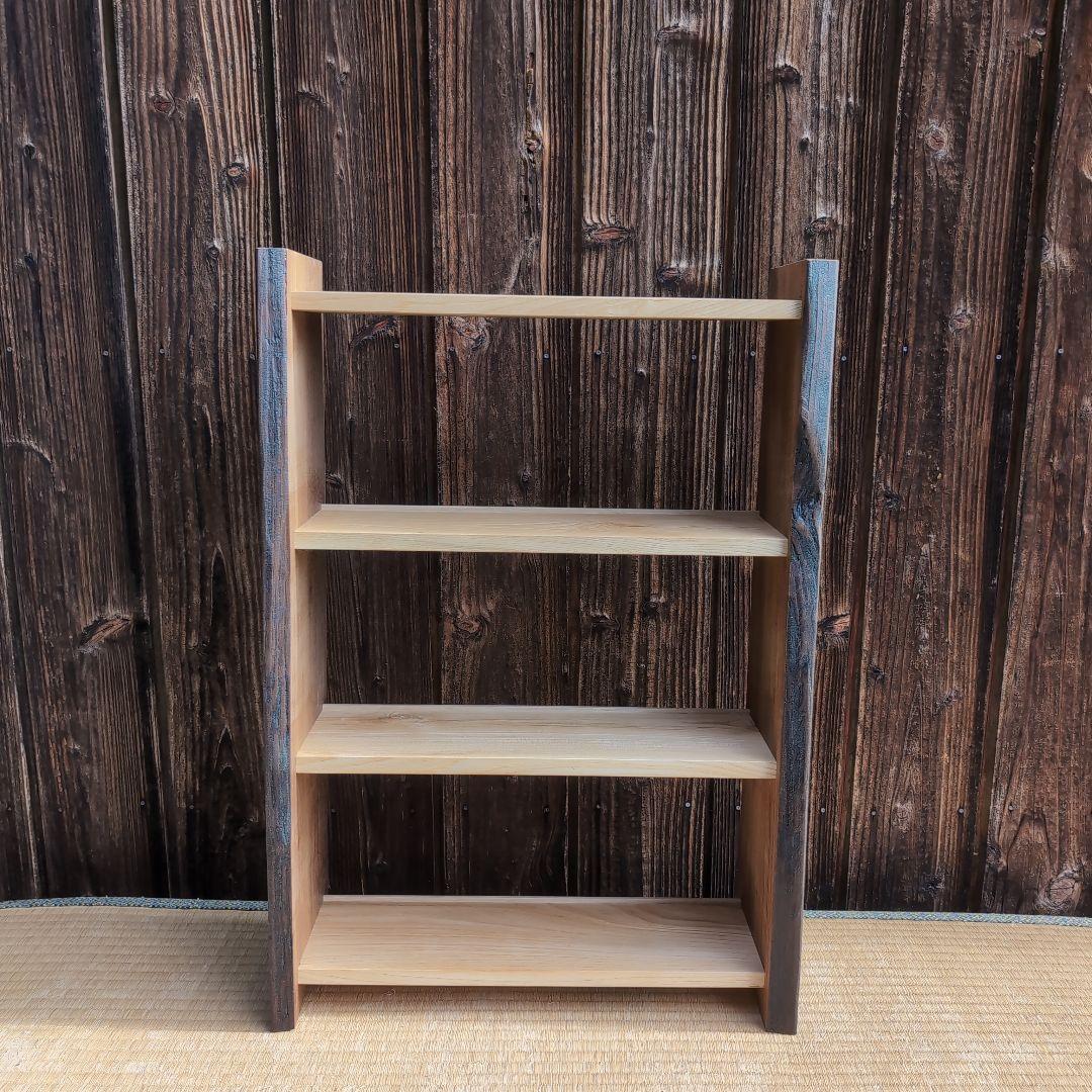 古材リメイク　栗の文庫本ラック３段　オープンシェルフ　無垢の家具