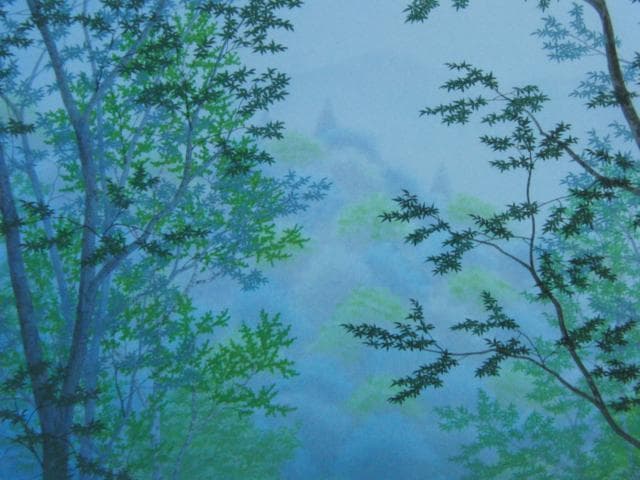 中村宗弘、翠靄、希少な画集より、新品高級額装付、状態良好