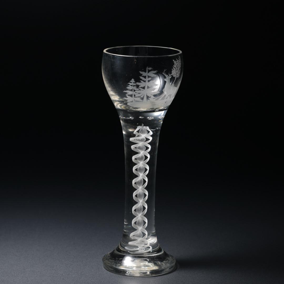 アンティークグラス　ベネチア　ツイストステムゴブレット　トナカイ　R1334ダI