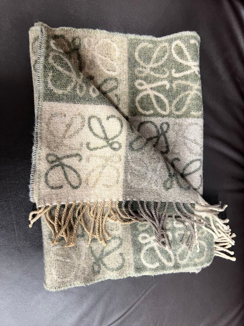 値下　ロエベ チェッカーボード スカーフ　LOEWE カシミヤ　美品　マフラー