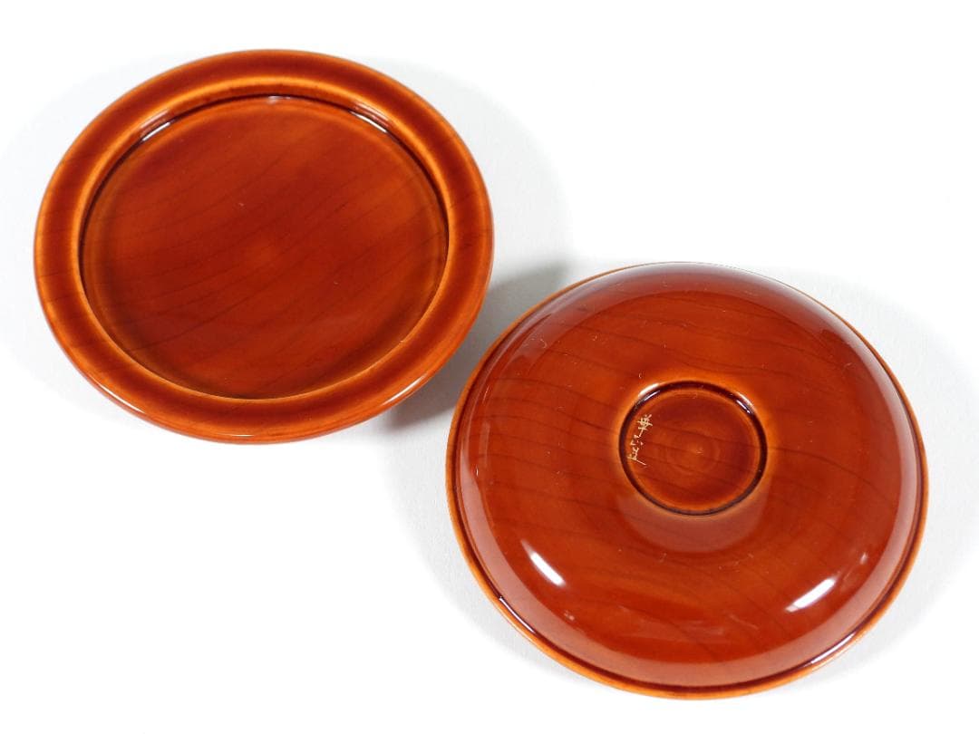 蒔絵師 吉田華正 作 鳴子雀 蒔絵 香合 春慶塗 螺鈿 香道具 茶道具 共箱