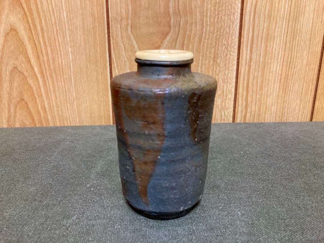 木村長十郎 友敬作 備前肩衝茶入 茶道具 (検索 古備前