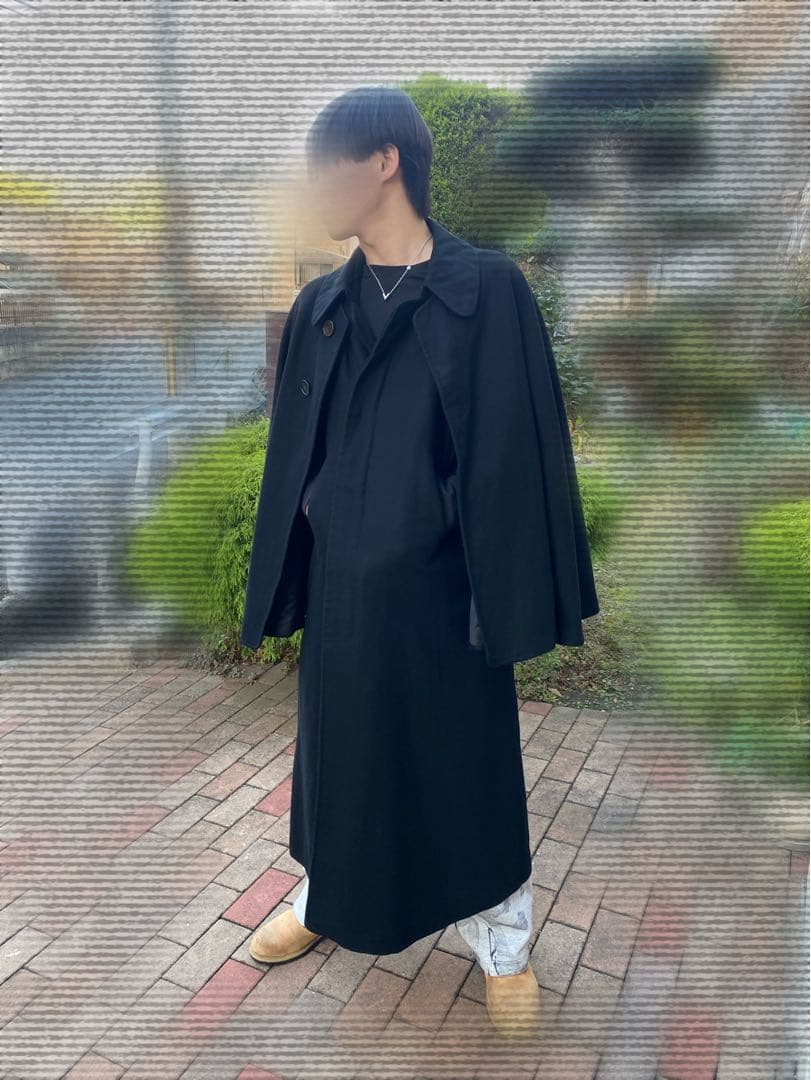 メンズ　インバネス　コート　ブラック