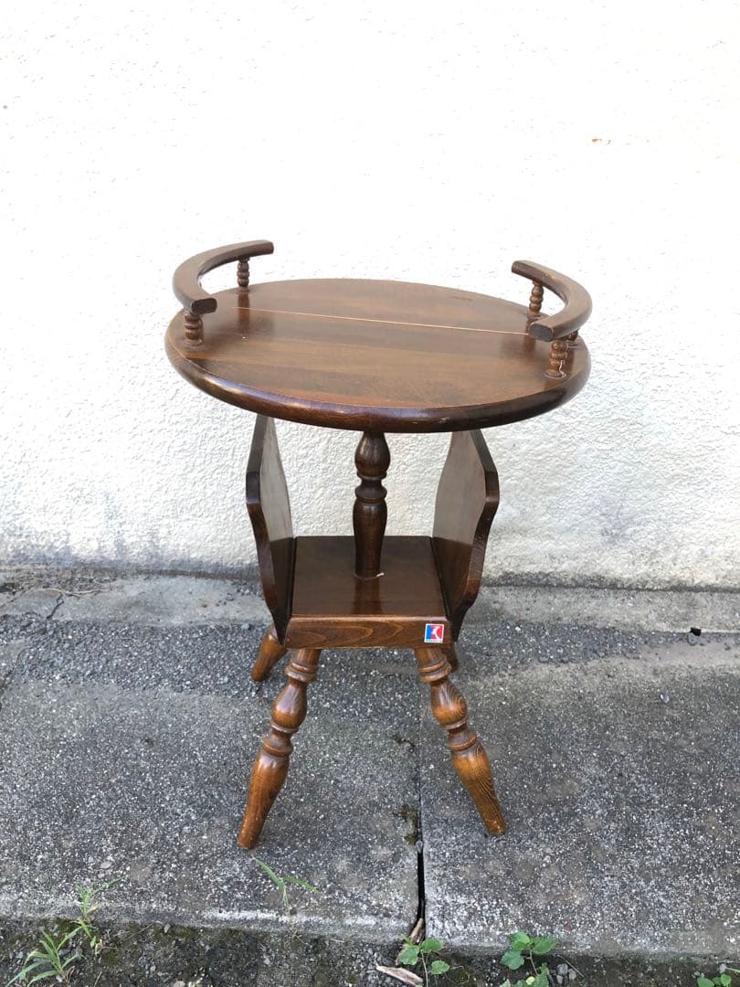 昭和レトロ 飛騨産業 キツツキ サイドテーブル コーヒーテーブル 丸テーブル