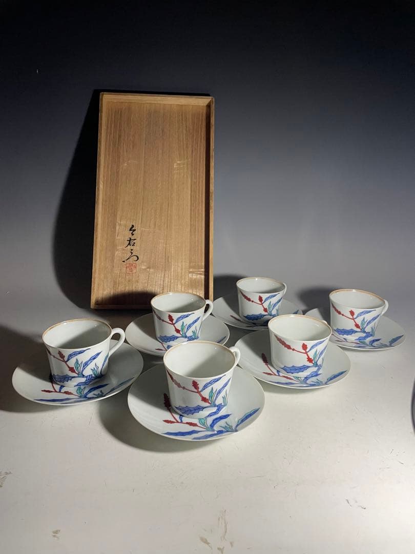 人間国宝　13代今泉今右衛門　紅茶碗六客　本人作