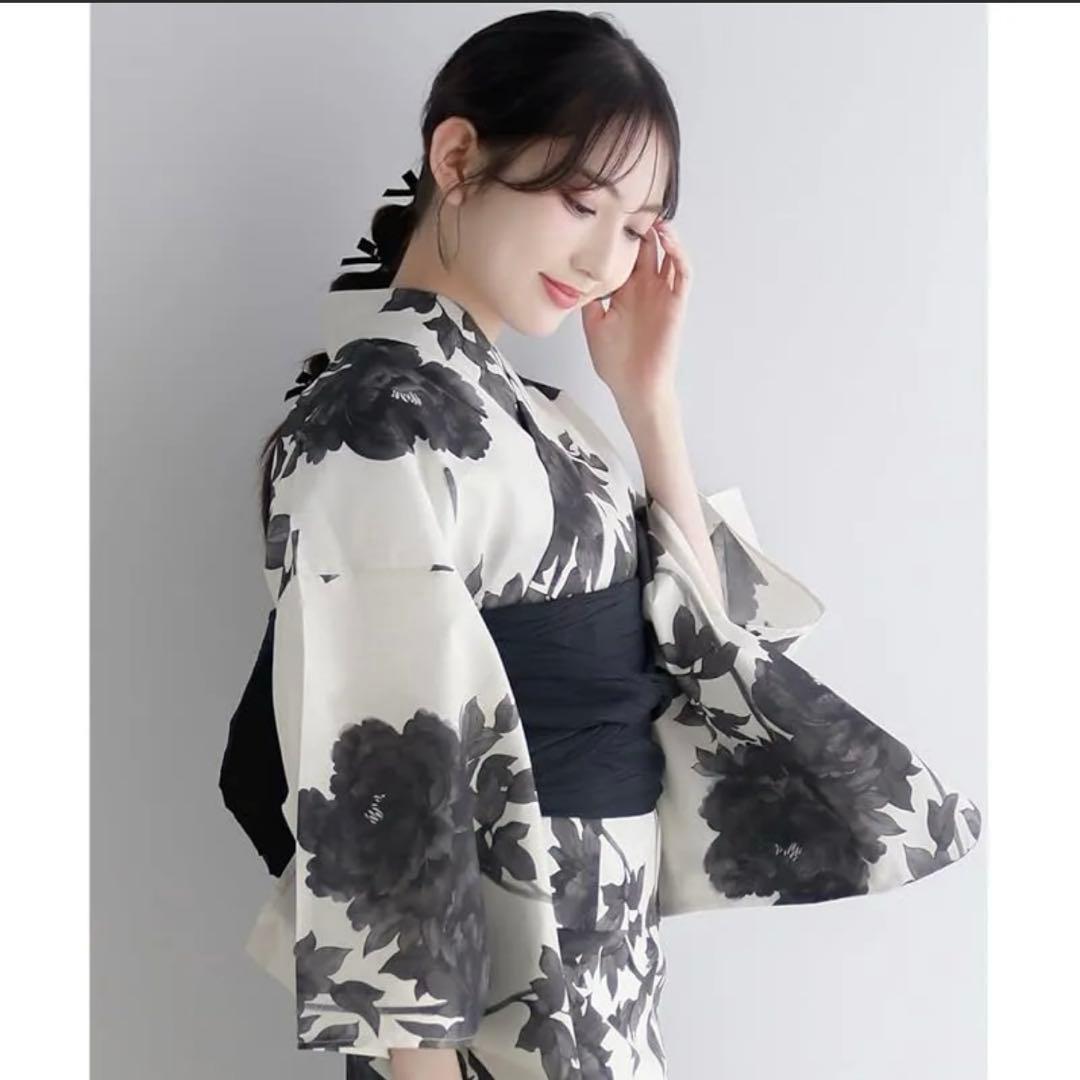 ［KYOETSU] キョウエツ　浴衣セット ワンピース 2点セット瀟洒水墨牡丹