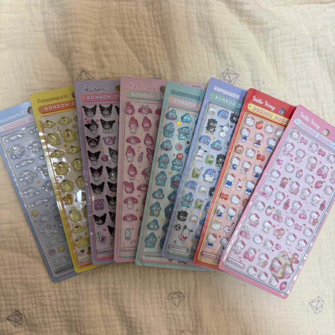 《正規品》ボンボンドロップシールmini サンリオ8種 コンプリート