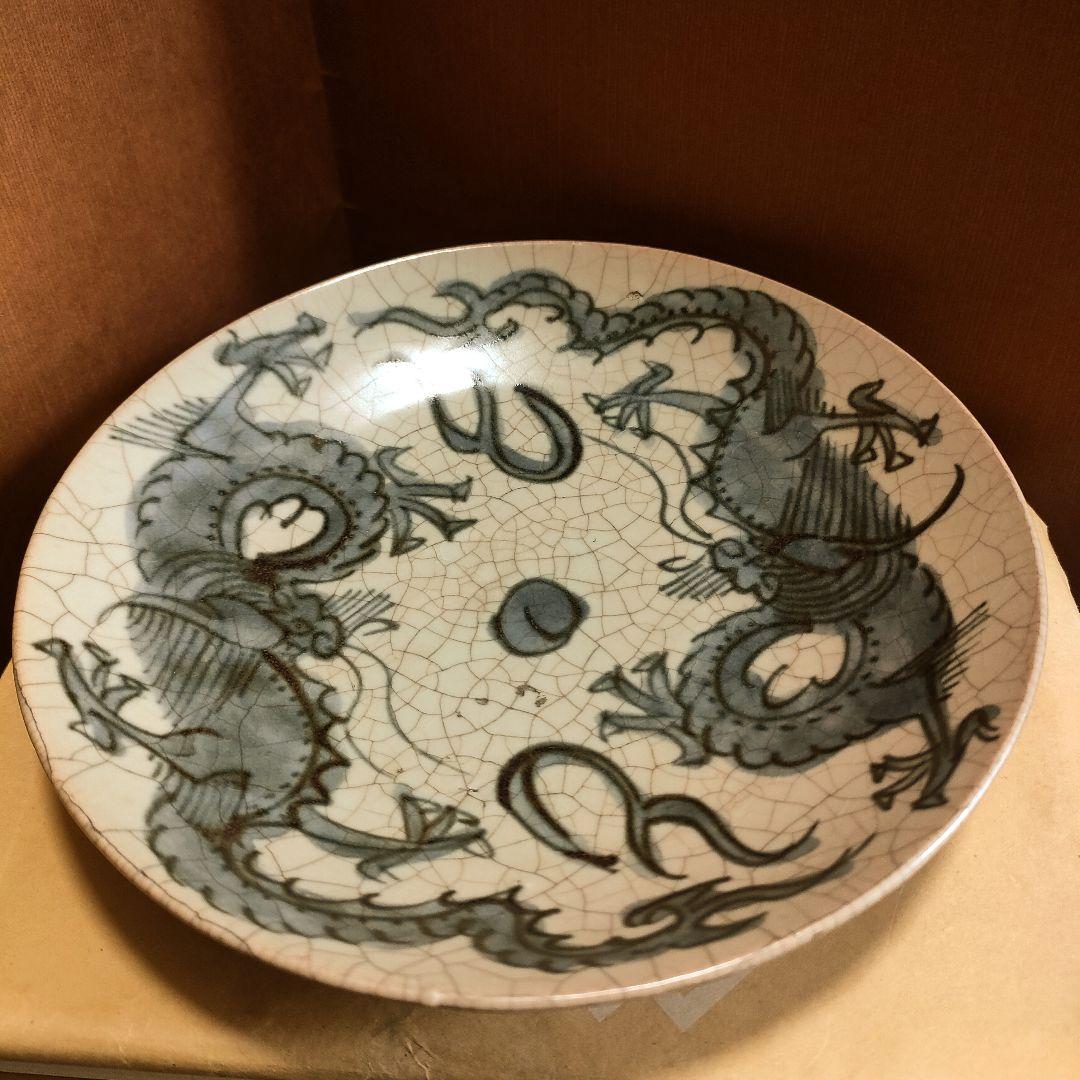 呉須手皿　明　中国美術　時代物　骨董アンティークNo.315