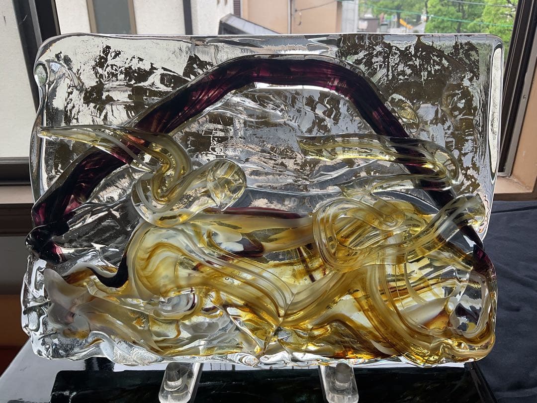 ルーク　藤田喬平　ガラス・レリーフ「富士山」(サイン)/オブジェ