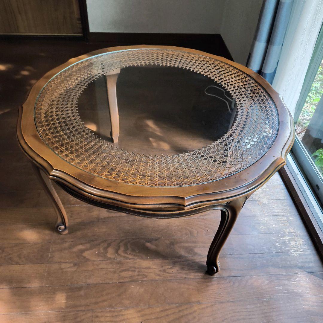 都内限定 イタリア 円形コーヒーテーブル ガラス天板 猫脚